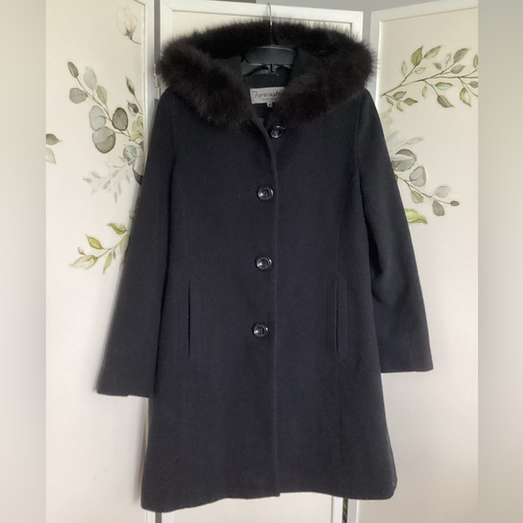 forecaster Jackets & Blazers - FORECASTER PLATINUM A-Line coat Sz 4 lambswool fox fur trim walker coat EUC